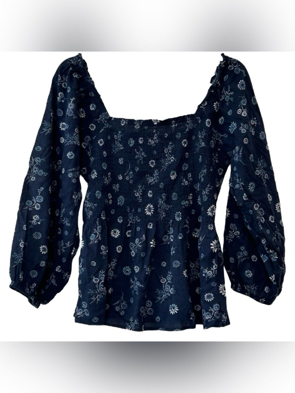 Madewell Women’s Lucie Smocked Peplum Top Sz S